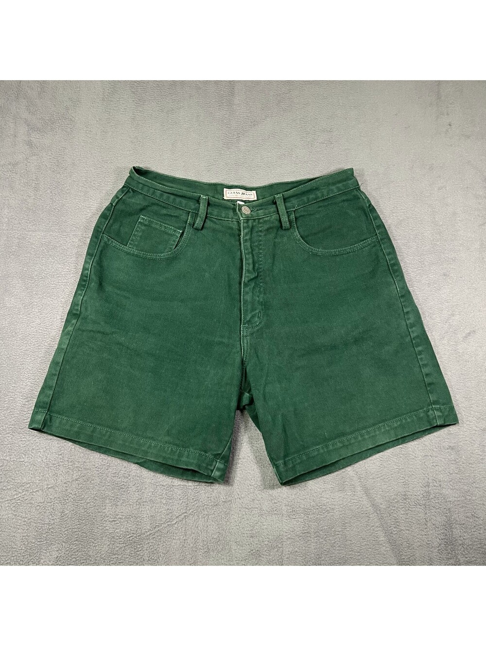 VTG GUESS Shorts Green Womens 31 Denim High Waisted 7" Inseam Skater Streetwear